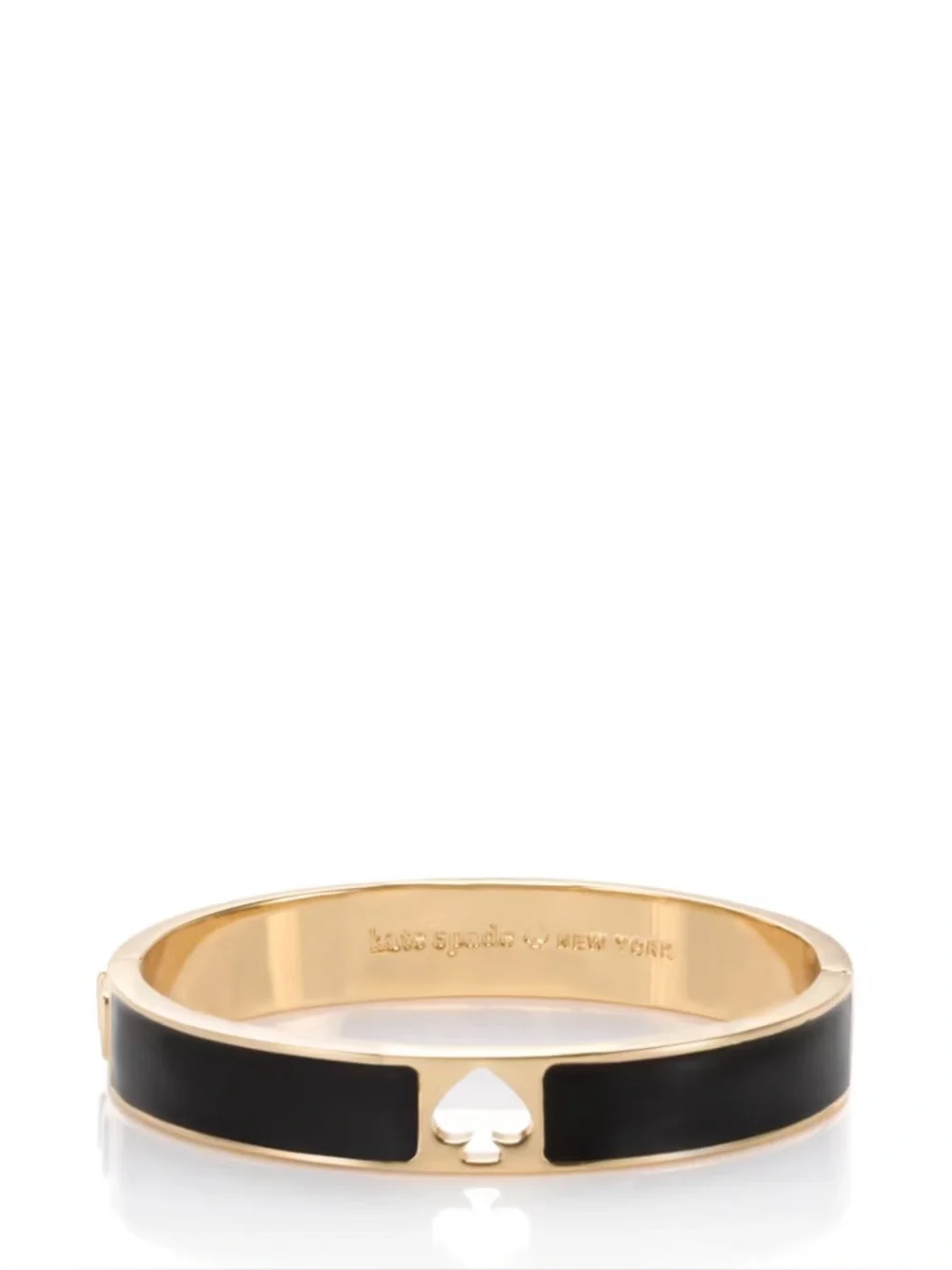 kate spade Hole Punch Gold and Black Enamel Spade Accent Bangle - Picture 7 of 8